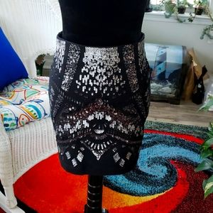 💥Black & Silver Sequin Stretch Pencil Skt